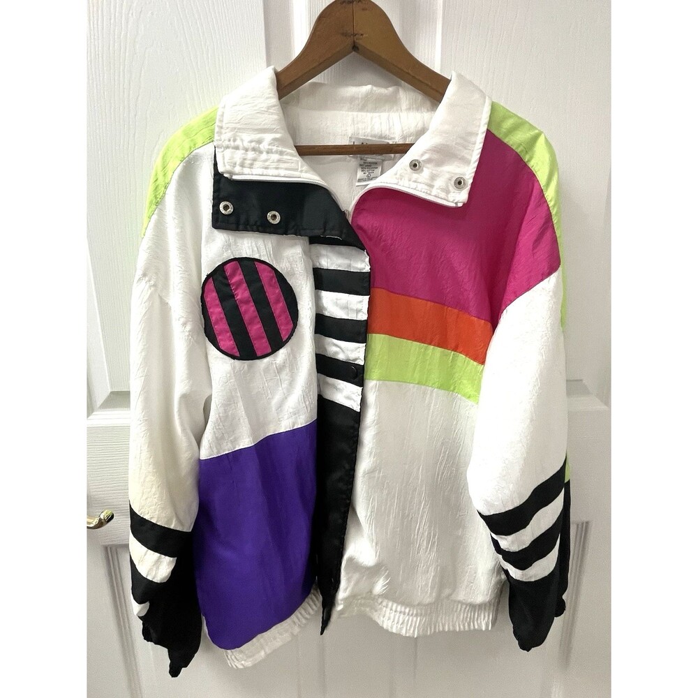 Lavon Windbreaker VTG Colorful Pink Purple Orange Green Women's Size Large